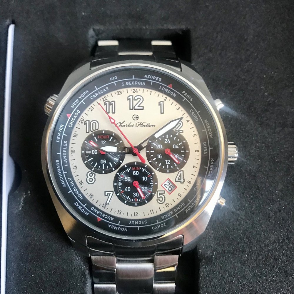 CHARLES HUTTON WATCH DUAL TIME 85146-11B